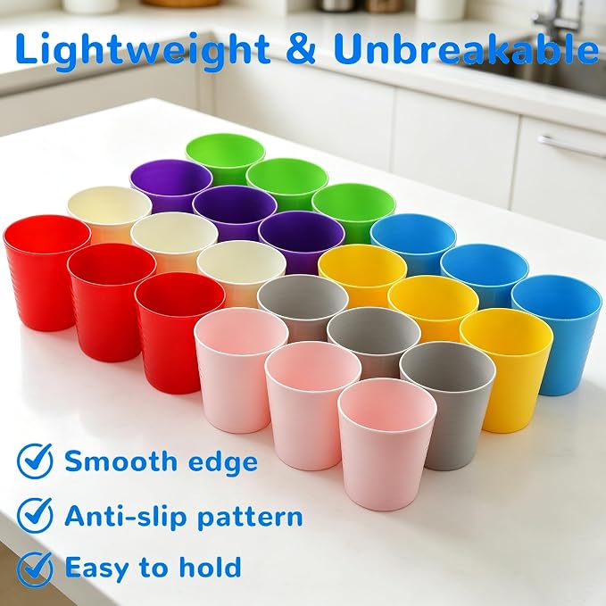 Frcctre 24 Pack Plastic Kids Cups, 8 Oz Small Unbreakable Plastic Kids Tumblers - Image 4