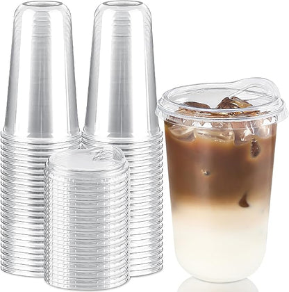 16 oz Round Bottom Clear Plastic Cups by Qeirudu