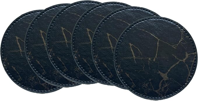 Set of 6 Leather Coasters, Round Coasters - Image 4