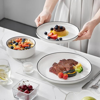 MALACASA Plates and Bowls Sets, 24 Pieces Modern Porcelain Dinnerware Set - Image 8
