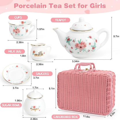 Porcelain Tea Set for Toddlers, Tea Party Set for Little Girls, Princess Party - Image 2