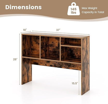 Tangkula Desktop Bookshelf, Countertop Storage Hutch with 4 Shelves for Computer Desk, Desk 2-Tier Display Rack, Multipurpose Wood Desktop Hutch Storage Organizer for Dorm Office Home