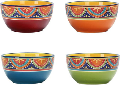 Bico Tunisian Cereal Bowls Set of 4, 26 oz Deep Ceramic Soup Bowls by Bico