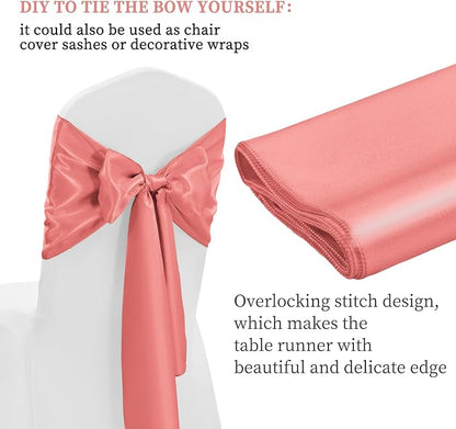 12 Pack Coral Satin Table Runner 12 x 108 Inch Long Premium Table Runners - Image 3