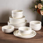 AmorArc Ceramic Dinnerware Sets, Wavy Rim Stoneware Plates and Bowls Sets,Dishwasher & Microwave & Oven Safe Dishes set, Service for 6 (18pc)
