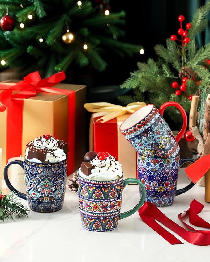 HASENSE Coffee Mugs, 15 OZ Coffee Cups Ceramic Set of 4 - Image 5