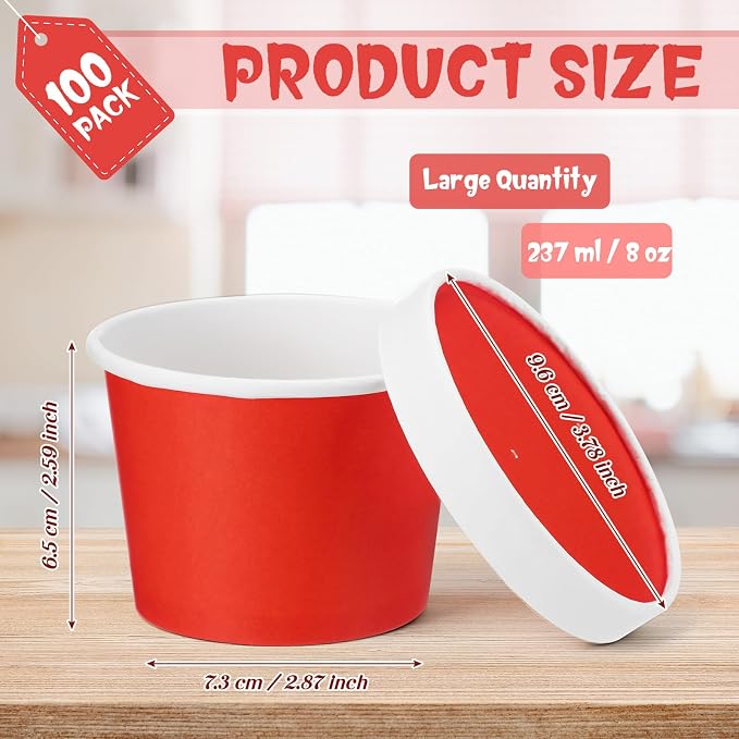 Fulmoon 100 Pack Paper Soup Containers - Image 2