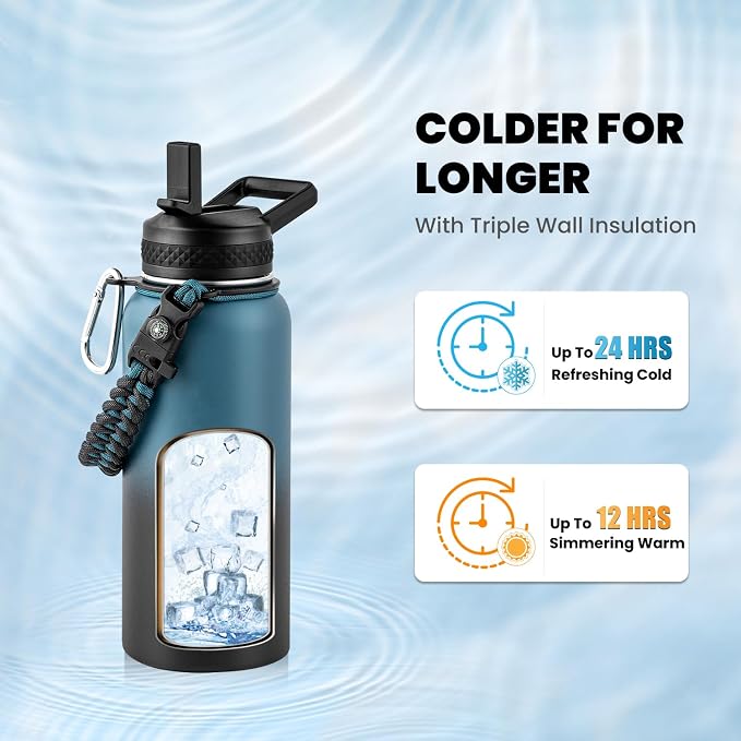 RAYMYLO Insulated Water Bottle 32 oz, Triple Wall Vacuum Stainless Steel | - Image 2