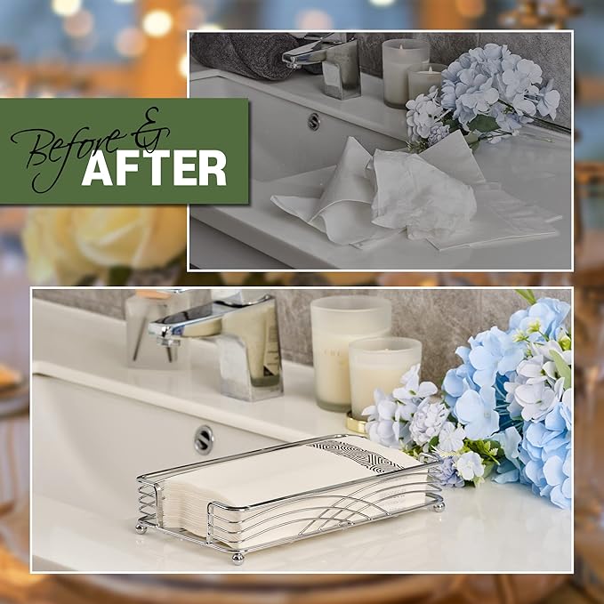 Guest Towel Holder Tray for Bathroom Countertop, Powder Room & Vanity Use - Image 5
