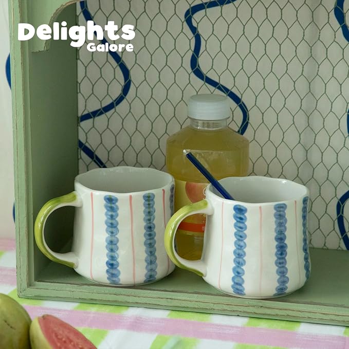 Striped Ceramic Coffee Mug Set of 4 - Image 9