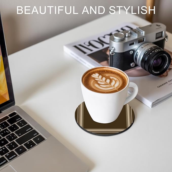 Dark Brown Coasters Set of 2 Absorbent Coasters - Image 8