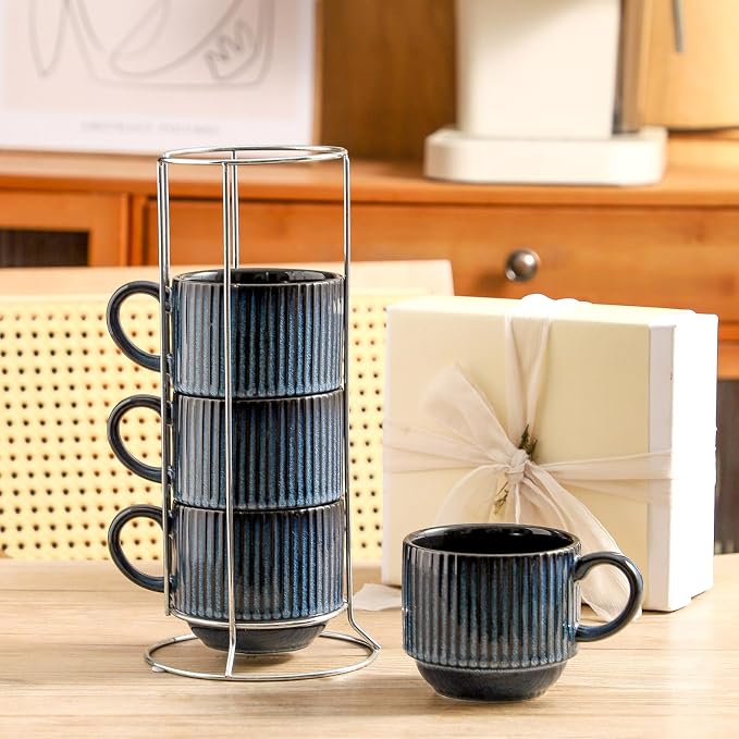 glowworm Coffee Mugs Set of 4, 15 Oz Stackable Coffee Mugs - Image 5