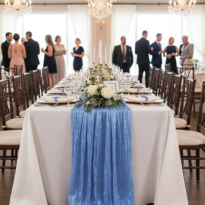 1 Pack Blue Cheesecloth Table Runner 120 Inch Boho Wedding Decor | Cheesecloth - Image 8