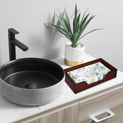 Bamboo Napkin Holder for Kitchen Table Bathroom Paper Towel Holder Farmhouse Flat Napkin Holders Brown Guest Towel Holder Hand Towel Tray Rectangle Napkin Holder
