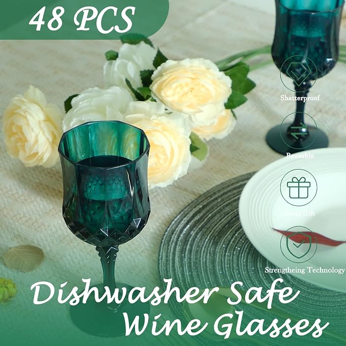 48Pack Plastic Wine Glasses, 7oz Vintage Goblets - Image 5