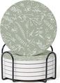 Set of 6 Floral Sage Green Coasters by Hoomey