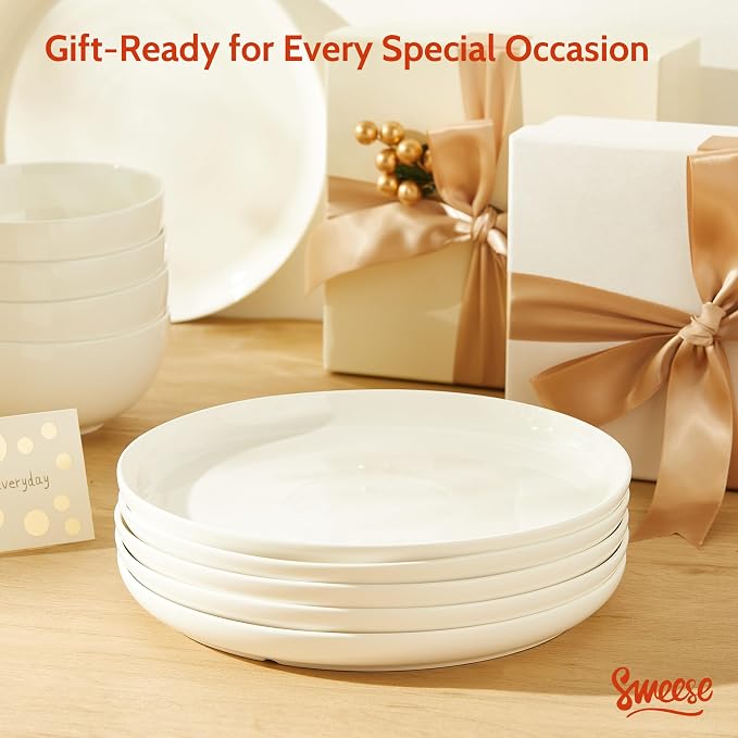 Sweese Porcelain Dinner Plates Set of 6, 10 Inch Lightweight Round Dish Set - Image 8