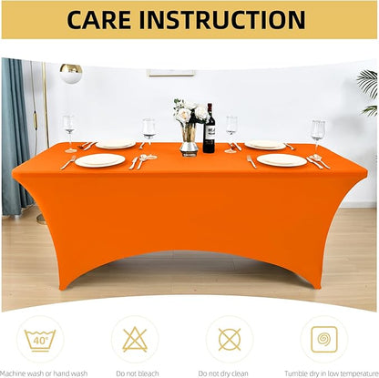 6-Pack 6ft Spandex Table Covers for Rectangle Standard Folding Tables - Wrinkle Resistant Stretch Tablecloths - Ultimate Fitted Table Protector for Parties, Trade Shows, Wedding