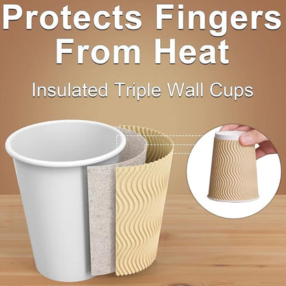 Hot Paper Cups_12 oz Disposable Insulated Corrugated Sleeve Ripple Wall Paper - Image 3
