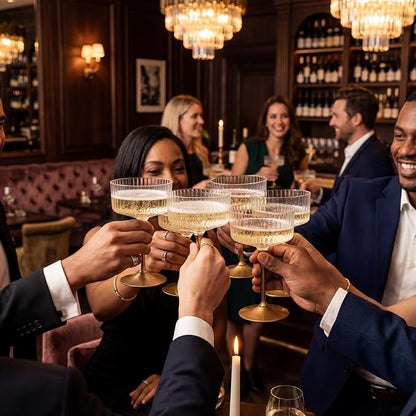 LIYH 20pcs Plastic Martini Glasses Disposable 10 Oz Clear and Gold Plastic Cups - Image 4