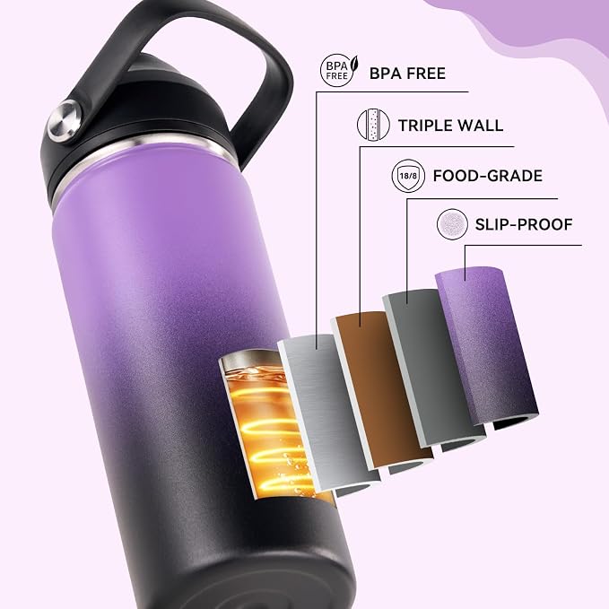 Fijinhom 18oz Insulated Stainless Steel Water Bottle, Wide Mouth Double Wall - Image 5
