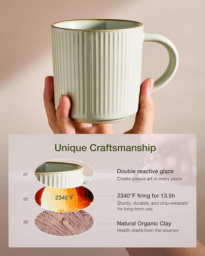 famiware Star Coffee Mug Set for 6, Handcrafted 12 oz Ceramic Stoneware Mugs - Image 5