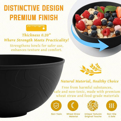 Wheat Straw Salad Bowls Set of 6, Alternative to Plastic Bowls Reusable - Image 3