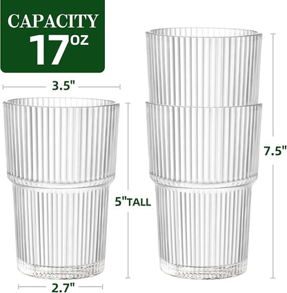 17oz Shatterproof Ribbed Glasses, Plastic Tumblers - Image 4