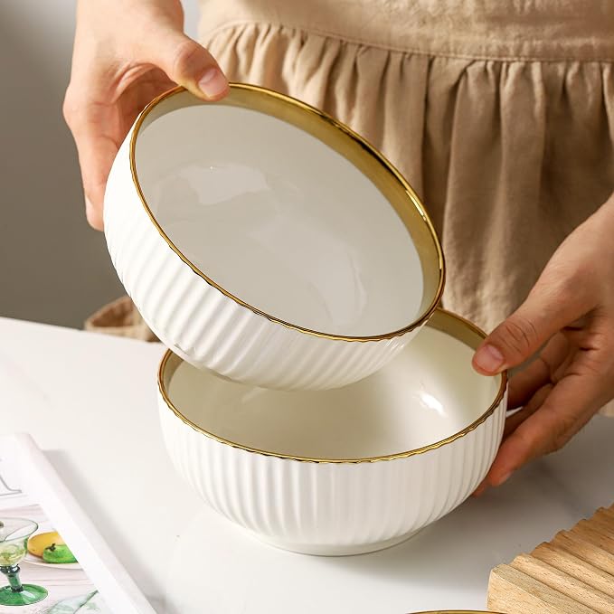 LETAOTAO Cereal Bowl Set of 4, Ceramic Cereal Bowls - Image 5