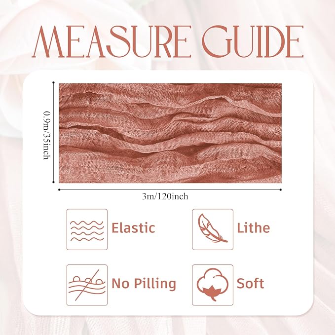 Cheesecloth Table Runner Dark Rose 10FT Boho Gauze Runner, 2 Pack | 120 Inch - Image 2