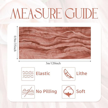 Cheesecloth Table Runner Dark Rose 10FT Boho Gauze Runner, 2 Pack | 120 Inch - Image 2