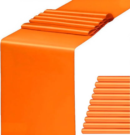 Satin Burnt Orange Table Runners 10 Pack 12 x 108 Inches by WENSINL