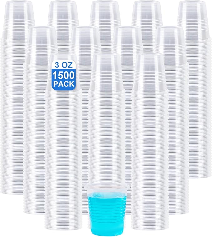 SIUQ 1500 Pack 3 oz Clear Plastic Cups, Disposable Bathroom Mouthwash Cups | by SIUQ