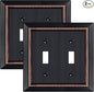 Metal Wall Plate for Electrical Outlets, Decorative Aged Bronze Switch Plates Outlet Cover, Light Switch Cover Plate, 2-Gang Wall Plates (Double Toggle, 2 Pack)