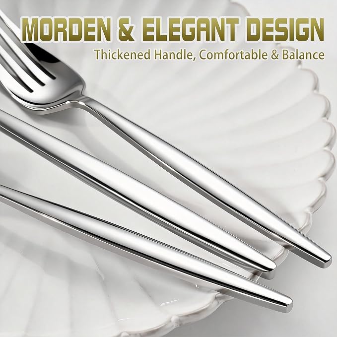 60-Piece Silverware Set for 20, Food Grade Stainless Steel Flatware Set - Image 6