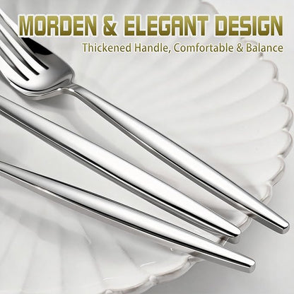 60-Piece Silverware Set for 20, Food Grade Stainless Steel Flatware Set - Image 6