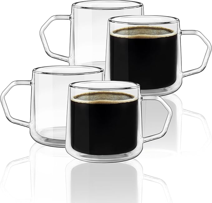 Double Wall Glass Coffee Mugs by Unknown