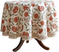 ISAENNE Designer French Small Round Tablecloth,Linen Orange Floral Pattern Indoor Table Cloth,Wrinkle Resistant Decor Table Cloth for Dining Thanksgiving Kitchen Party,Diameter 55"-Alvarado D