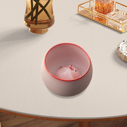 Ceramic Tea Cup and Piggy Miniature Figurine Traditional Porcelain Teacup - Image 4