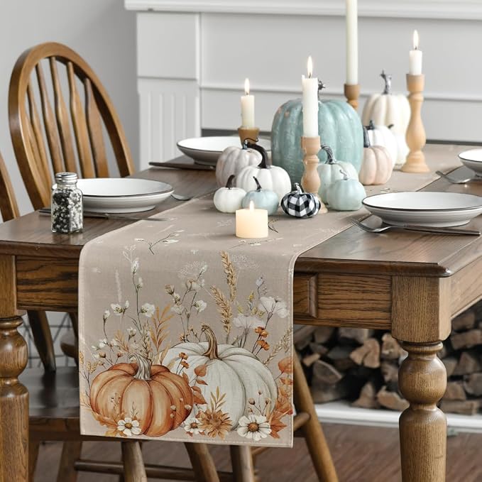 Artoid Mode 210 GSM Fall Table Runner 13x72 Inch Home Party Decor | Pumpkins - Image 3