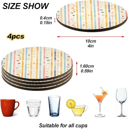 Stripes Tiny Dots Minimalist Aesthetic Coaster 4 Pcs Cork Placemats Hot Pads - Image 4