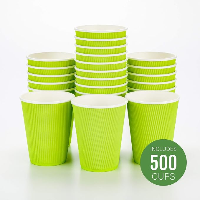 Restaurantware-12 Ounce Disposable Coffee Cups, 500 Ripple Wall Hot Cups - Image 2