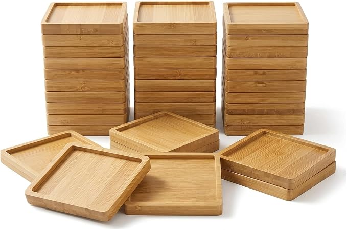 Bamboo Coasters for Crafts, 3.54" Square Mosaic Blanks by Unknown