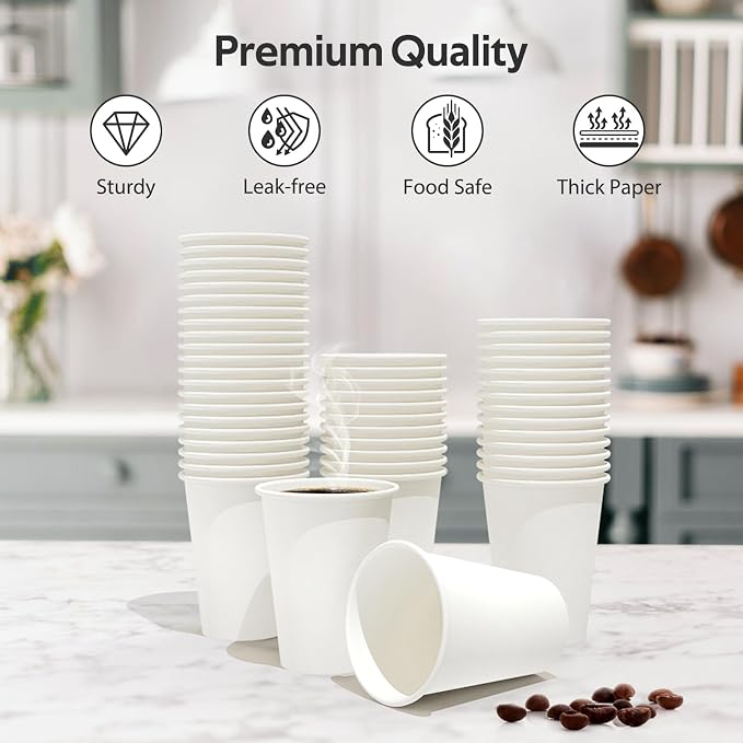 Dealusy 100 Count 12 oz Coffee Cups, Leak-Free Food Safe Paper Cups 12 oz - Image 3