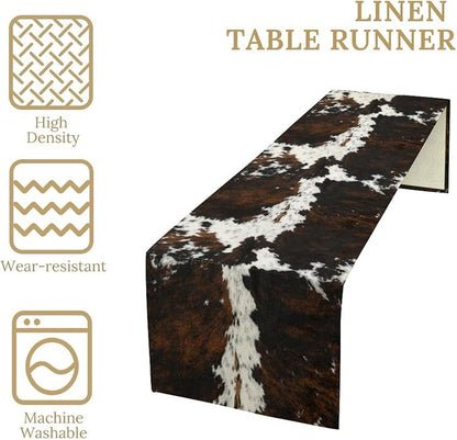 Vintage Cow Print Table Runner, Rustic Cottage Country Farm Animal Fur Skin - Image 4