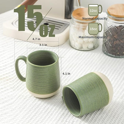 HASENSE Porcelain Coffee Mugs Set of 4, 15 Oz Large Coffee Cups, Latte Cup - Image 3