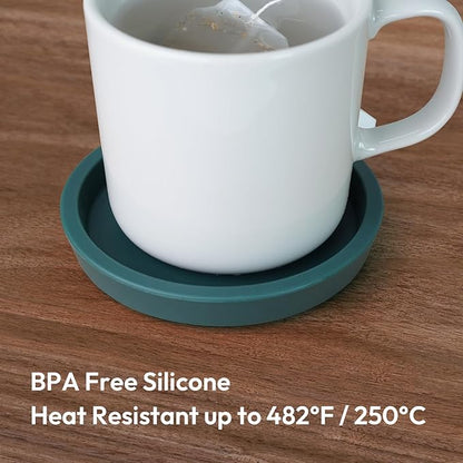 Carrotez Thick Silicone Coasters for Drinks, Round Bulky Cup Coasters for Coffee Table, Desk, Set of 2 - Green