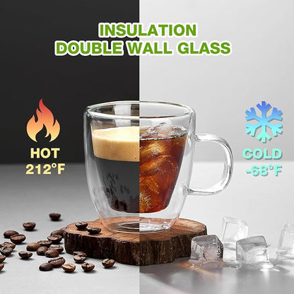 Mfacoy Glass Double Wall Insulated Espresso Cups, 5.4 oz Shots Cup - Image 3