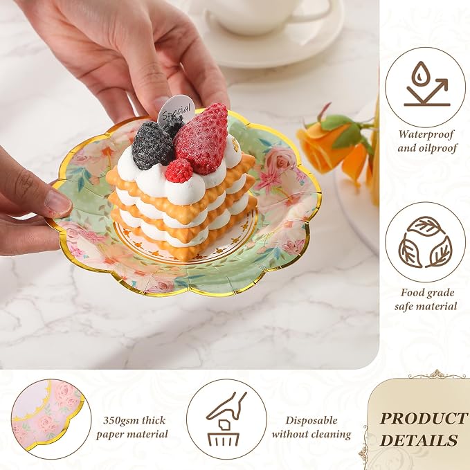 216 Pcs 6 Inch Floral Paper Plates Flower Plates - Image 3