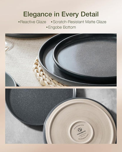Famiware Milkyway 12-Piece Stoneware Dinnerware Set, Matte Dark Charcoal | - Image 5